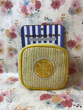 Wandering Moon Yellow Lemon Zipper Cosmetic Pouch